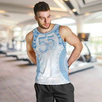Bula Fiji Day 55th Anniversary Masi Tapa Men Tank Top Emerald Jubilee - Turquoise - Polynesian Pride