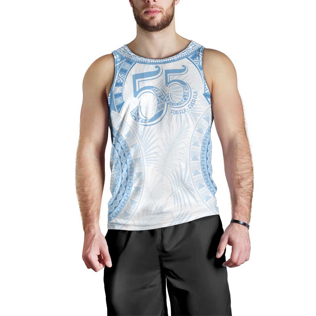 Bula Fiji Day 55th Anniversary Masi Tapa Men Tank Top Emerald Jubilee - Turquoise - Polynesian Pride