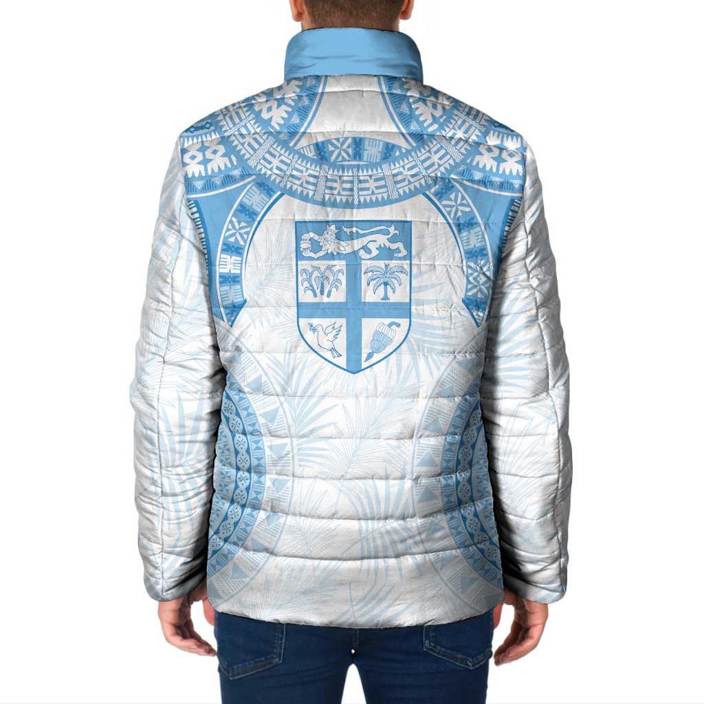 Bula Fiji Day 55th Anniversary Masi Tapa Padded Jacket Emerald Jubilee - Turquoise LT7 - Polynesian Pride