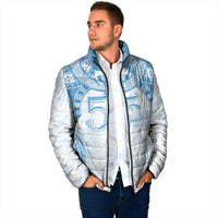 Bula Fiji Day 55th Anniversary Masi Tapa Padded Jacket Emerald Jubilee - Turquoise LT7 - Polynesian Pride