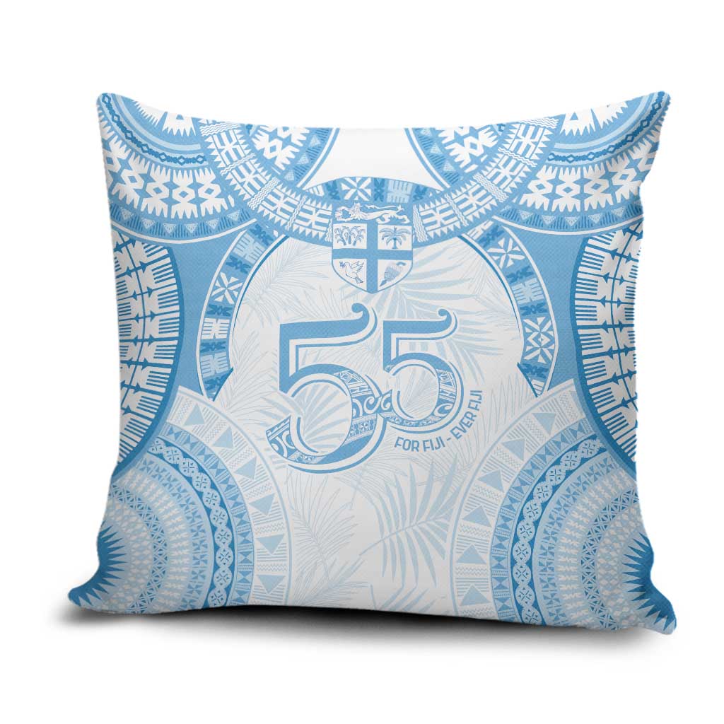 Bula Fiji Day 55th Anniversary Masi Tapa Pillow Cover Emerald Jubilee - Turquoise - Polynesian Pride