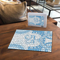 Bula Fiji Day 55th Anniversary Masi Tapa Puzzle Emerald Jubilee - Turquoise LT7 - Polynesian Pride