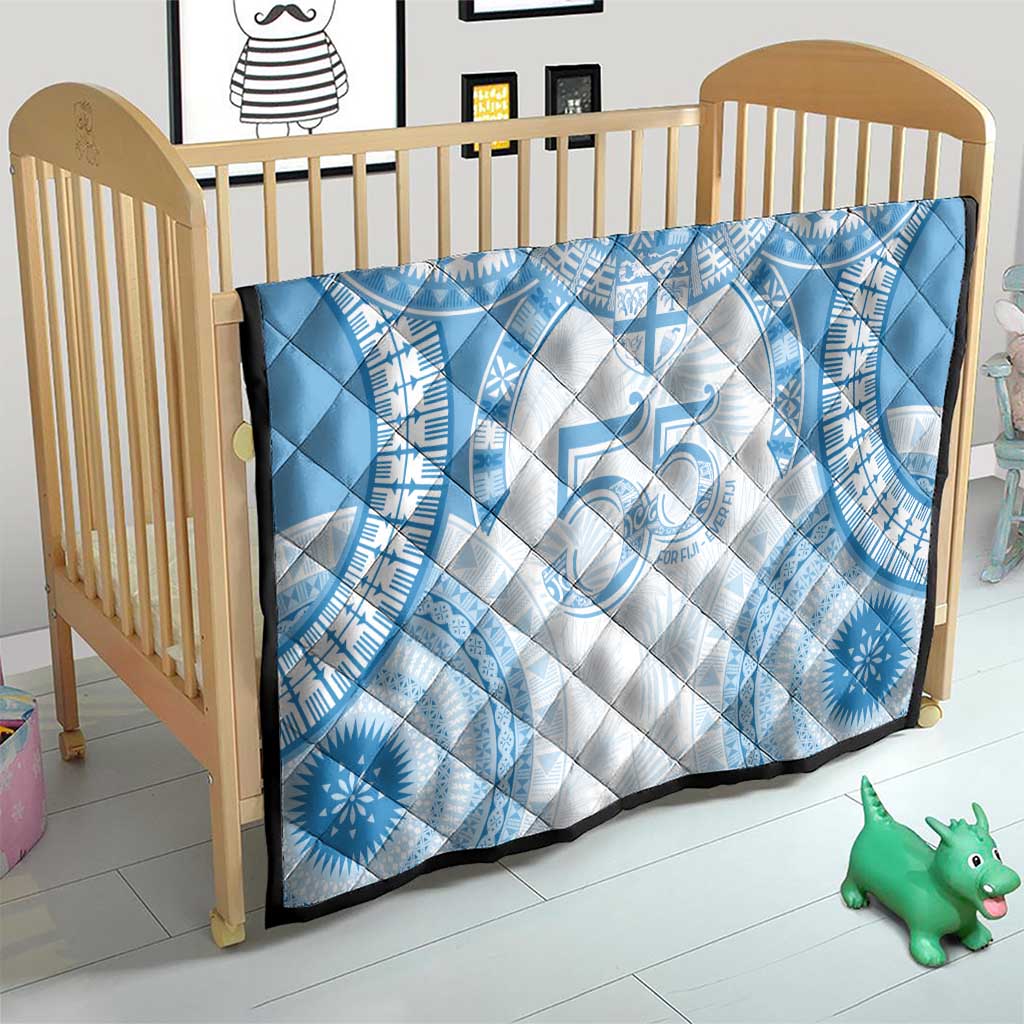 Bula Fiji Day 55th Anniversary Masi Tapa Quilt Emerald Jubilee - Turquoise - Polynesian Pride