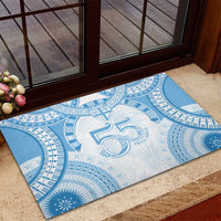 Bula Fiji Day 55th Anniversary Masi Tapa Rubber Doormat Emerald Jubilee - Turquoise LT7 - Polynesian Pride