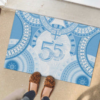 Bula Fiji Day 55th Anniversary Masi Tapa Rubber Doormat Emerald Jubilee - Turquoise LT7 - Polynesian Pride
