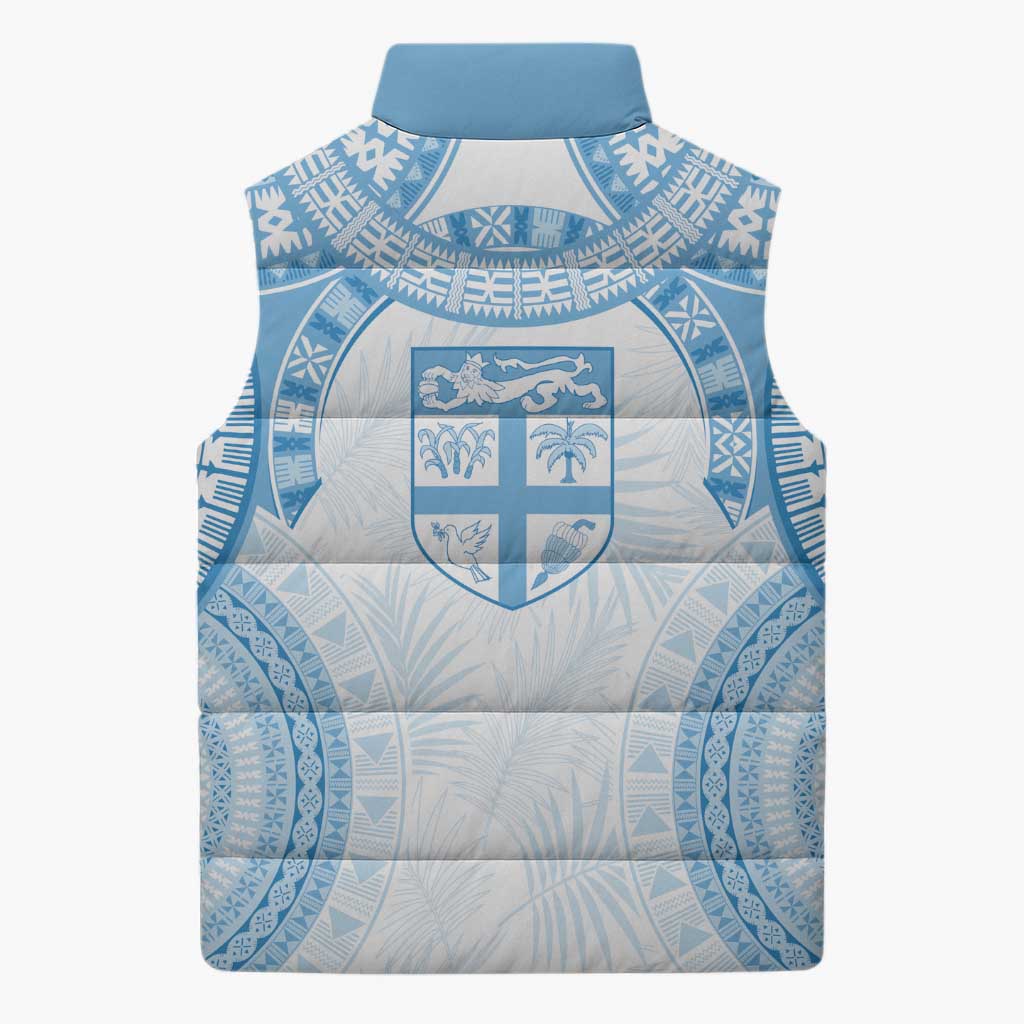 Bula Fiji Day 55th Anniversary Masi Tapa Sleeveless Puffer Jacket Emerald Jubilee - Turquoise LT7 - Polynesian Pride