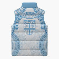 Bula Fiji Day 55th Anniversary Masi Tapa Sleeveless Puffer Jacket Emerald Jubilee - Turquoise LT7 - Polynesian Pride