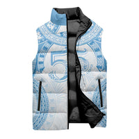 Bula Fiji Day 55th Anniversary Masi Tapa Sleeveless Puffer Jacket Emerald Jubilee - Turquoise LT7 - Polynesian Pride