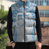 Bula Fiji Day 55th Anniversary Masi Tapa Sleeveless Puffer Jacket Emerald Jubilee - Turquoise LT7 - Polynesian Pride