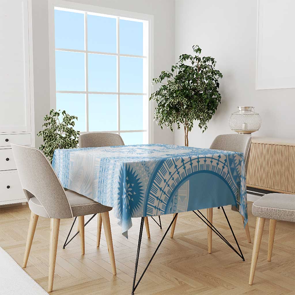 Bula Fiji Day 55th Anniversary Masi Tapa Tablecloth Emerald Jubilee - Turquoise - Polynesian Pride