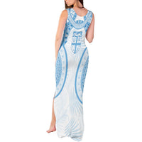 Bula Fiji Day 55th Anniversary Masi Tapa Tank Maxi Dress Emerald Jubilee - Turquoise - Polynesian Pride