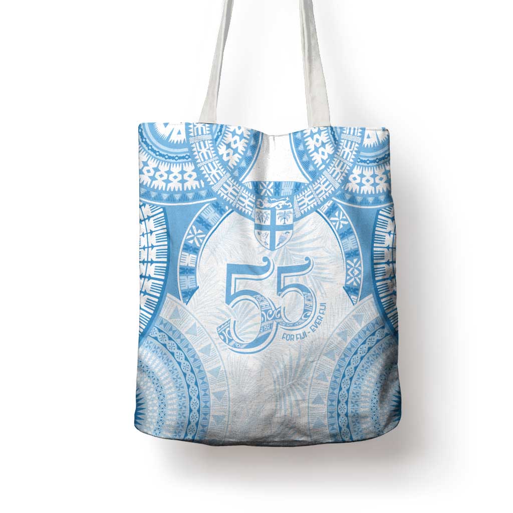 Bula Fiji Day 55th Anniversary Masi Tapa Tote Bag Emerald Jubilee - Turquoise - Polynesian Pride