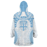 Bula Fiji Day 55th Anniversary Masi Tapa Wearable Blanket Hoodie Emerald Jubilee - Turquoise - Polynesian Pride