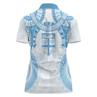 Bula Fiji Day 55th Anniversary Masi Tapa Women Polo Shirt Emerald Jubilee - Turquoise - Polynesian Pride