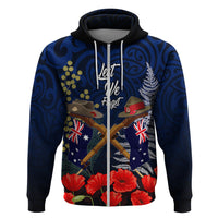 Anzac Day Aussie Mix Maori In Memories Zip Hoodie LT7 Zip Hoodie Blue - Polynesian Pride