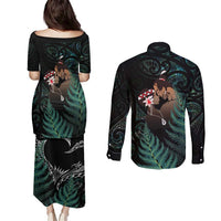 Maori Hongi Valentine Couples Matching Puletasi and Long Sleeve Button Shirt Aroha Ahau Ki A Koe