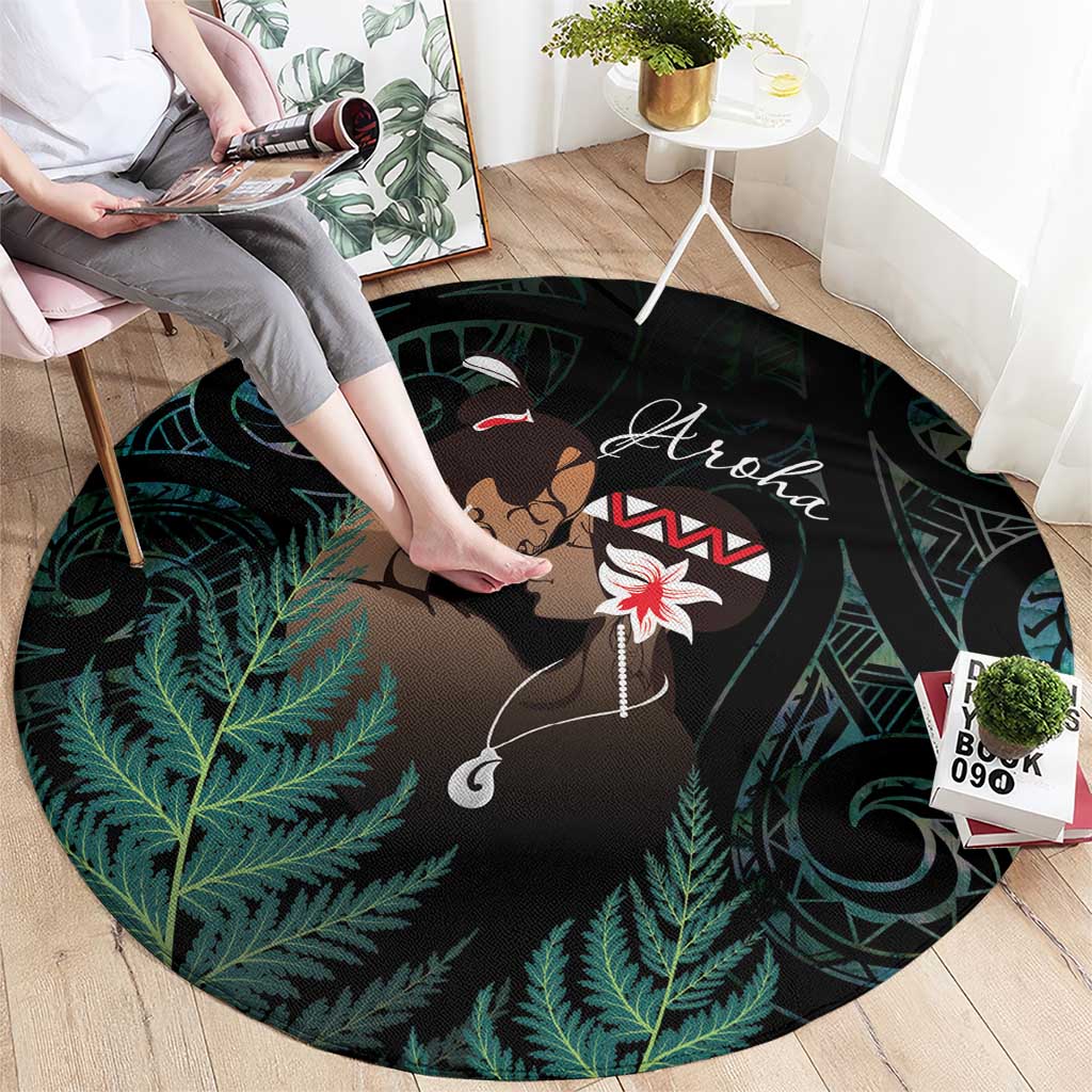 Maori Hongi Valentine Round Carpet Aroha Ahau Ki A Koe LT7 - Polynesian Pride