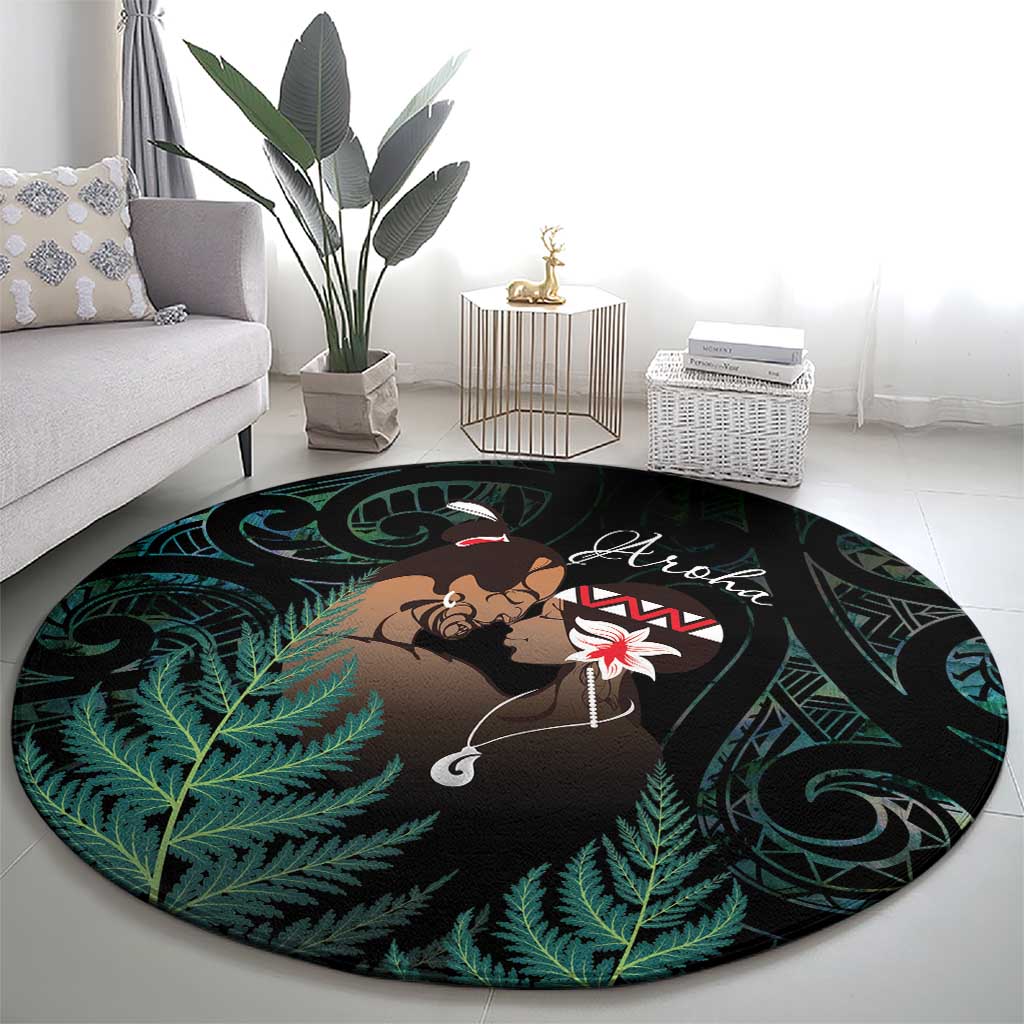 Maori Hongi Valentine Round Carpet Aroha Ahau Ki A Koe LT7 - Polynesian Pride