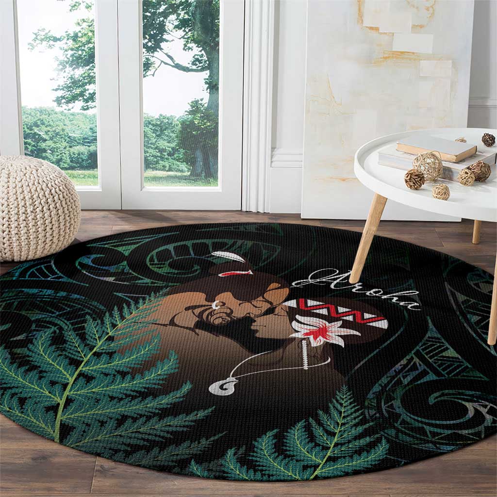 Maori Hongi Valentine Round Carpet Aroha Ahau Ki A Koe LT7 - Polynesian Pride