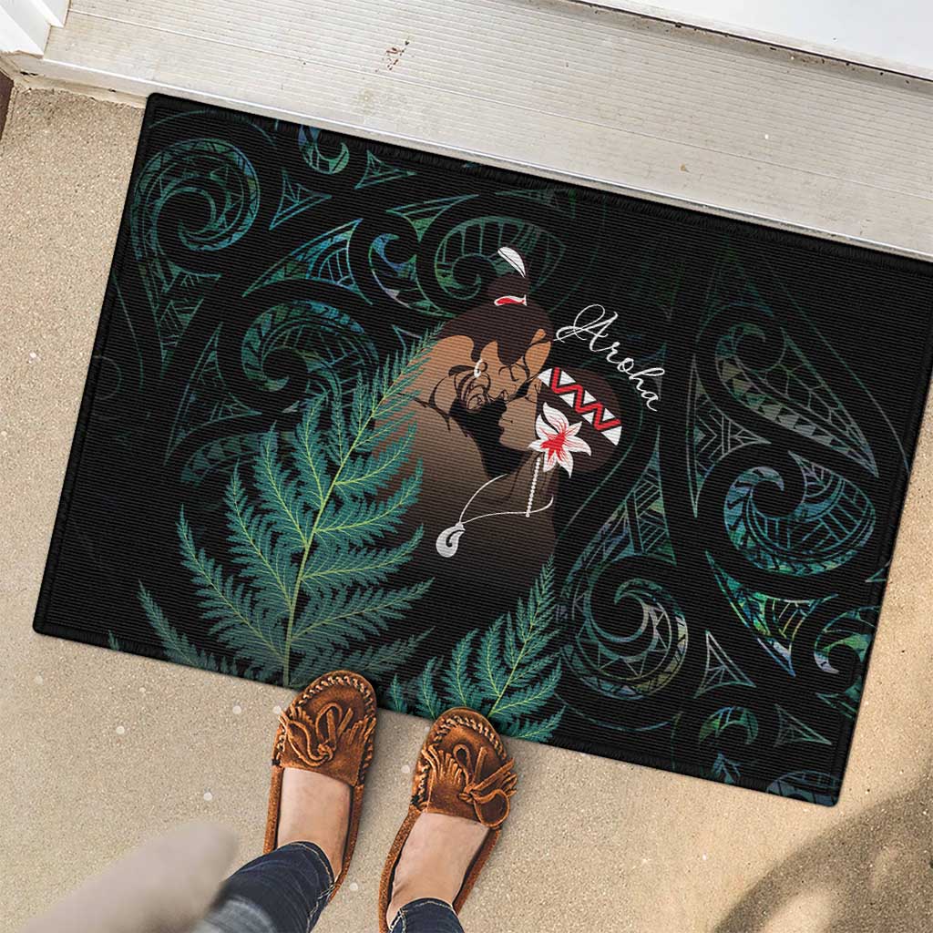 Maori Hongi Valentine Rubber Doormat Aroha Ahau Ki A Koe