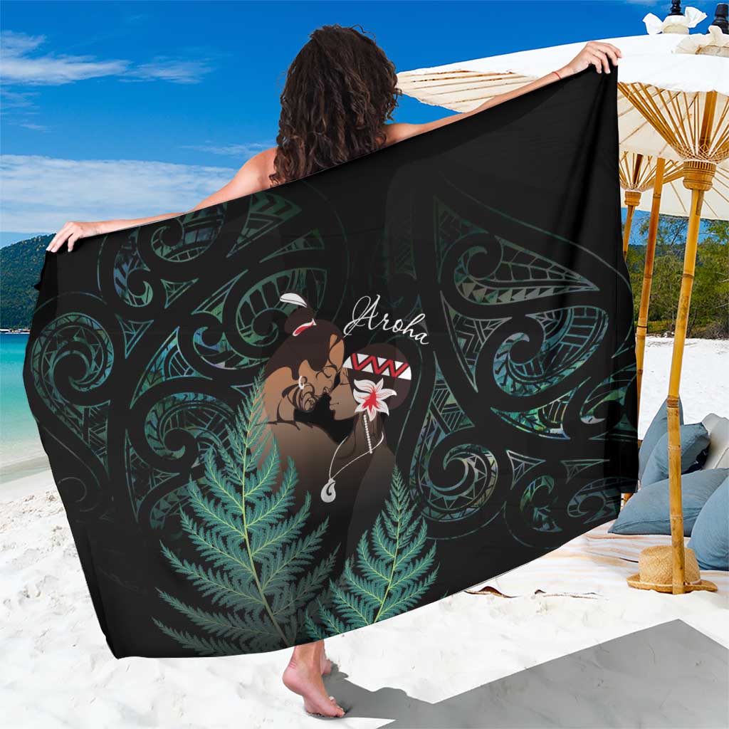 Maori Hongi Valentine Sarong Aroha Ahau Ki A Koe LT7 One Size 44 x 66 inches Emerald - Polynesian Pride