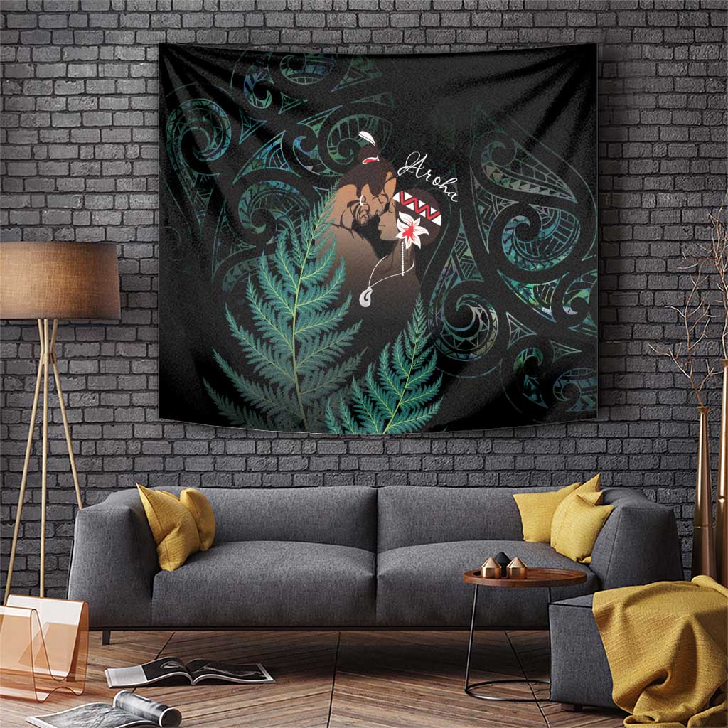 Maori Hongi Valentine Tapestry Aroha Ahau Ki A Koe LT7 Emerald - Polynesian Pride