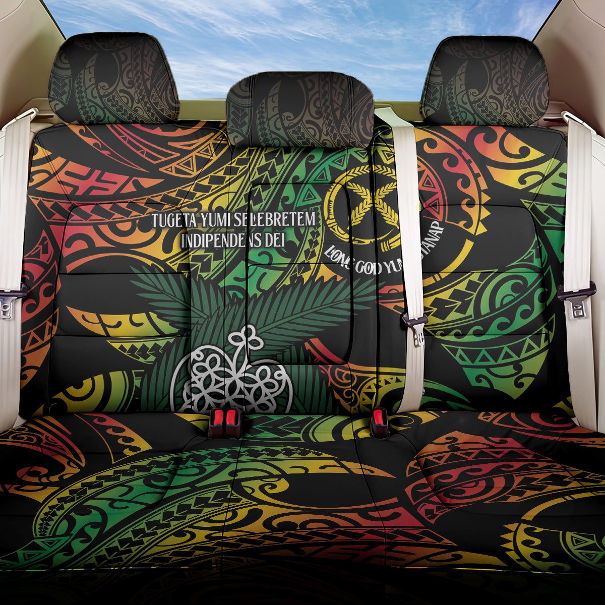 Vanuatu Indipendens Dei Back Car Seat Cover Mix Traditional Sand Drawing
