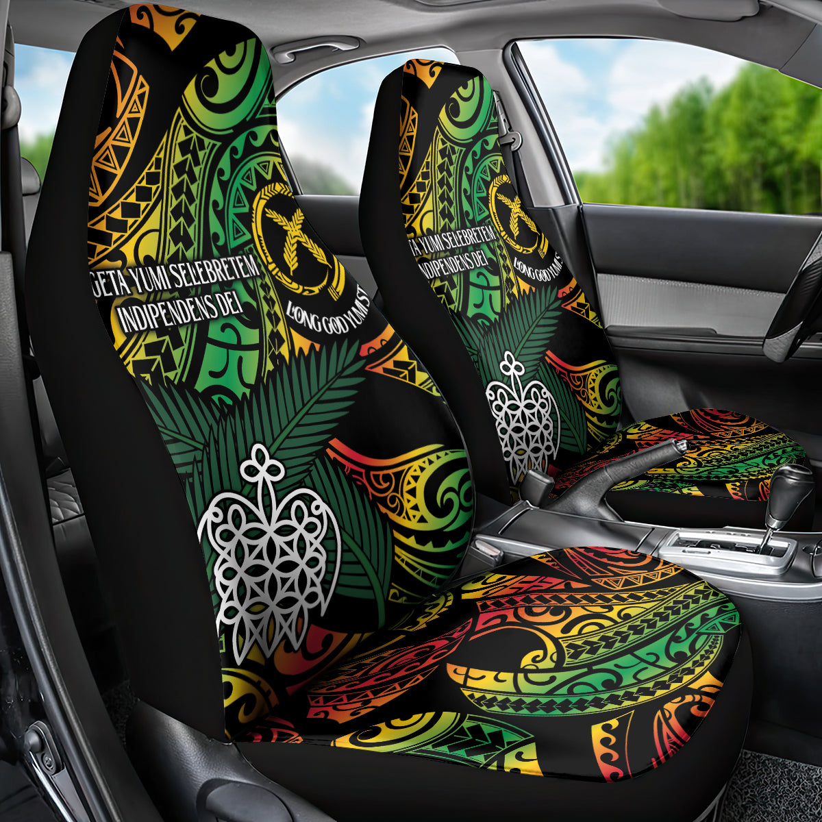 Vanuatu Indipendens Dei Car Seat Cover Mix Traditional Sand Drawing