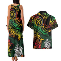 Vanuatu Indipendens Dei Couples Matching Tank Maxi Dress and Hawaiian Shirt Mix Traditional Sand Drawing