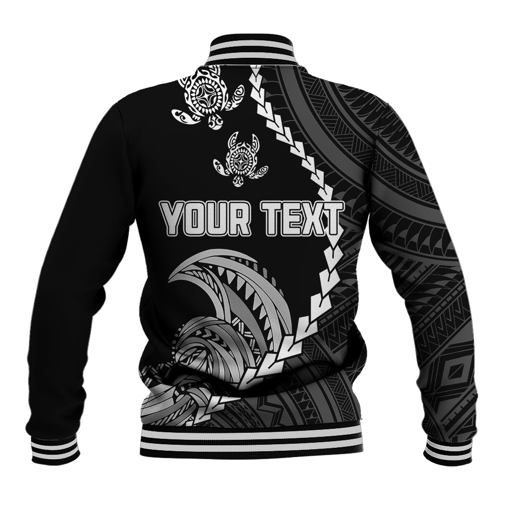 Personalised Guam Baseball Jacket Tribal Turtles Curves Style - Black LT7 - Polynesian Pride