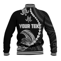 Personalised Guam Baseball Jacket Tribal Turtles Curves Style - Black LT7 - Polynesian Pride