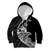 Personalised Guam Kid Hoodie Tribal Turtles Curves Style - Black LT7 Hoodie Black - Polynesian Pride