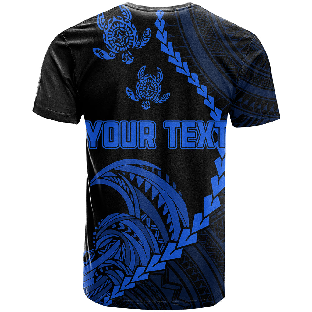 Custom Guam T Shirt Tribal Turtles Curves Style Blue LT7 - Polynesian Pride