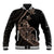 Personalised Guam Baseball Jacket Tribal Turtles Curves Style - Brown LT7 Unisex Brown - Polynesian Pride