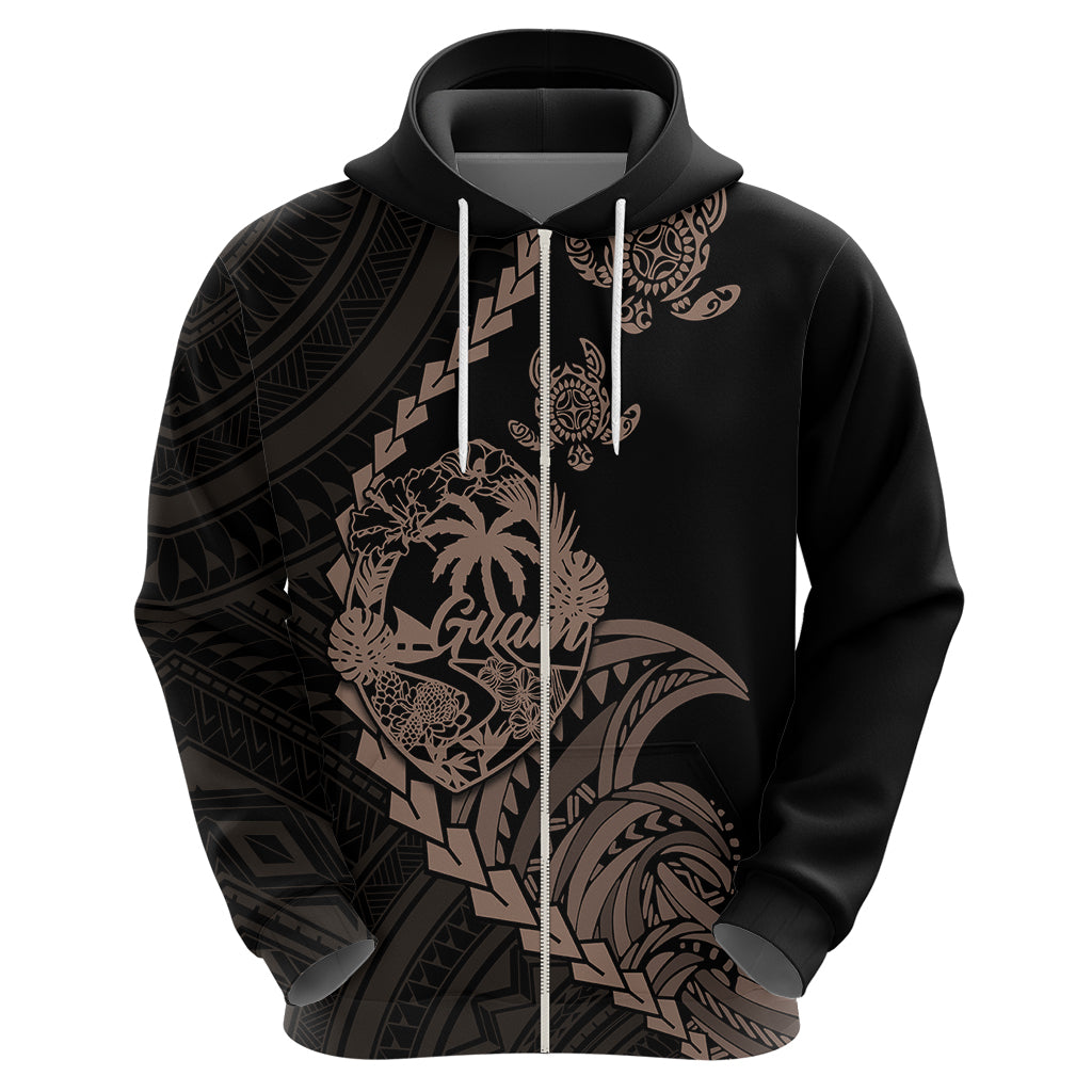 Custom Guam Hoodie Tribal Turtles Curves Style Brown LT7 - Polynesian Pride