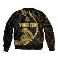 Personalised Guam Bomber Jacket Tribal Turtles Curves Style - Gold LT7 - Polynesian Pride