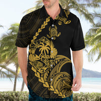 Personalised Guam Hawaiian Shirt Tribal Turtles Curves Style - Gold LT7 - Polynesian Pride