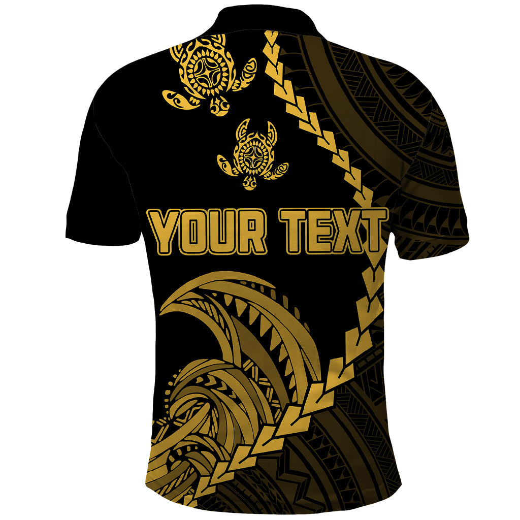 Custom Guam Polo Shirt Tribal Turtles Curves Style Gold LT7 - Polynesian Pride