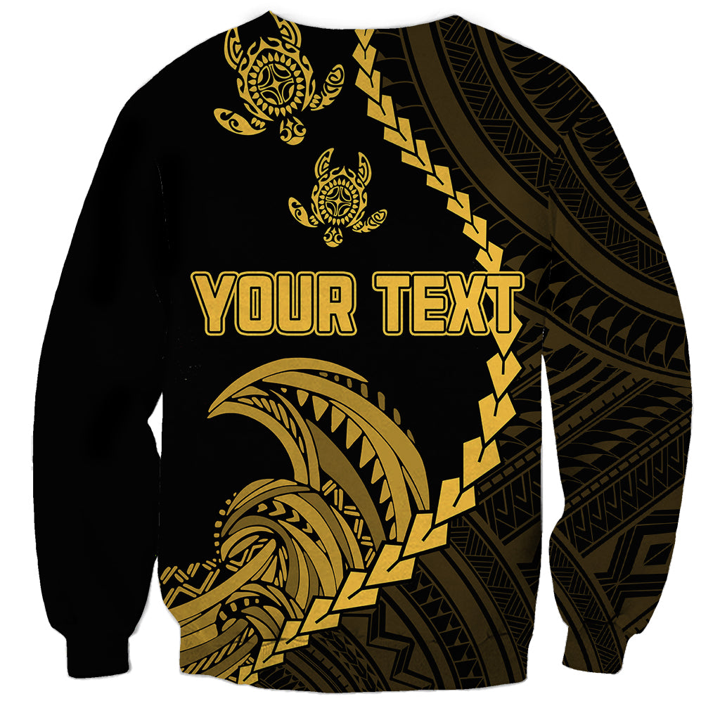 Personalised Guam Sweatshirt Tribal Turtles Curves Style - Gold LT7 - Polynesian Pride