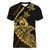 Personalised Guam Women V Neck T Shirt Tribal Turtles Curves Style - Gold LT7 Female Gold - Polynesian Pride