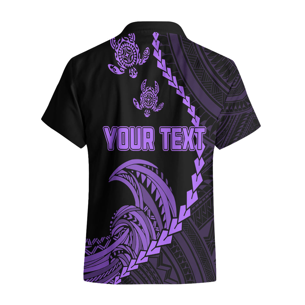 Personalised Guam Hawaiian Shirt Tribal Turtles Curves Style - Purple LT7 - Polynesian Pride