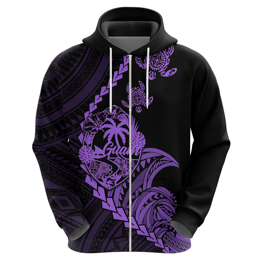 Custom Guam Hoodie Tribal Turtles Curves Style Purple LT7 - Polynesian Pride
