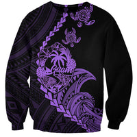 Personalised Guam Sweatshirt Tribal Turtles Curves Style - Purple LT7 Unisex Purple - Polynesian Pride