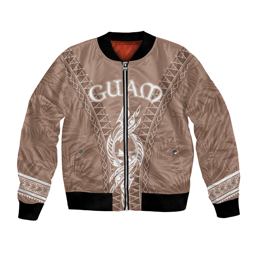 Personalised Guam Bomber Jacket Chamoro Latte Stone Mix Tropical - Brown LT7 Unisex Brown - Polynesian Pride