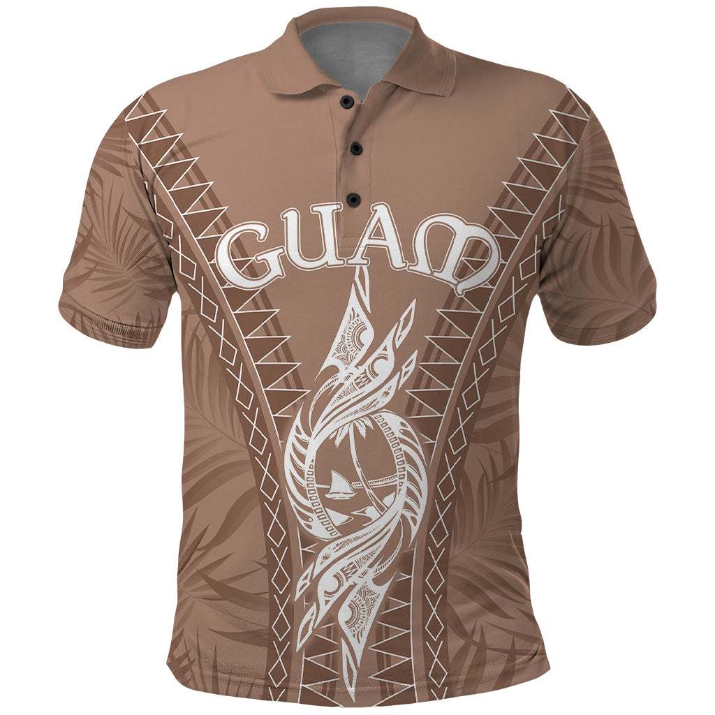 Custom Guam Polo Shirt Chamoro Latte Stone Mix Tropical Brown LT7 Brown - Polynesian Pride