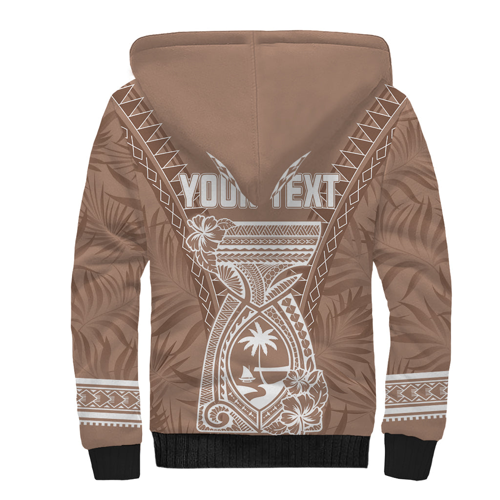 Personalised Guam Sherpa Hoodie Chamoro Latte Stone Mix Tropical - Brown LT7 - Polynesian Pride