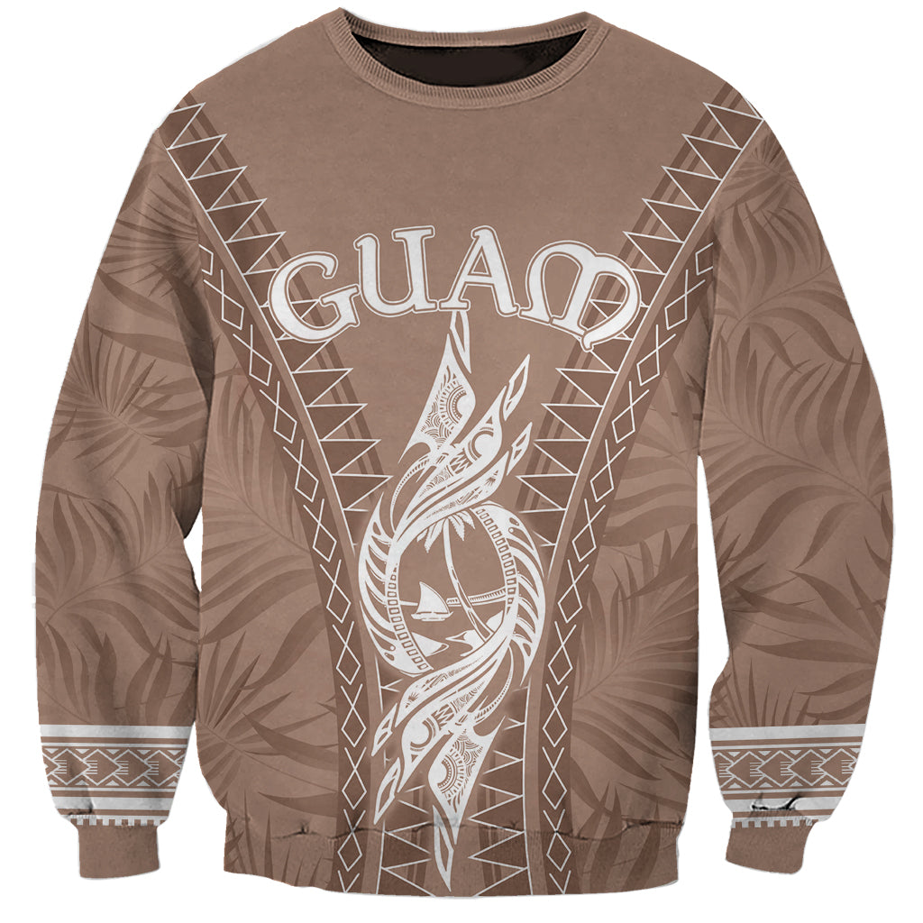 Personalised Guam Sweatshirt Chamoro Latte Stone Mix Tropical - Brown LT7 Unisex Brown - Polynesian Pride