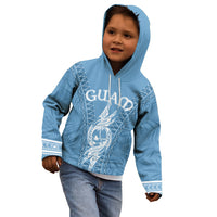Personalised Guam Kid Hoodie Chamoro Latte Stone Mix Tropical - Blue LT7 - Polynesian Pride