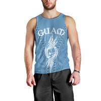 Personalised Guam Men Tank Top Chamoro Latte Stone Mix Tropical - Blue LT7 - Polynesian Pride