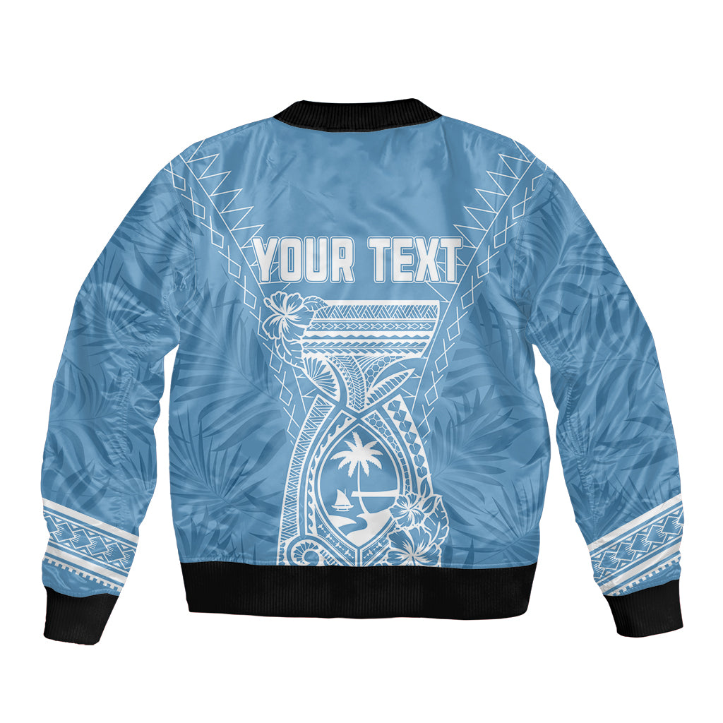 Personalised Guam Sleeve Zip Bomber Jacket Chamoro Latte Stone Mix Tropical - Blue LT7 - Polynesian Pride
